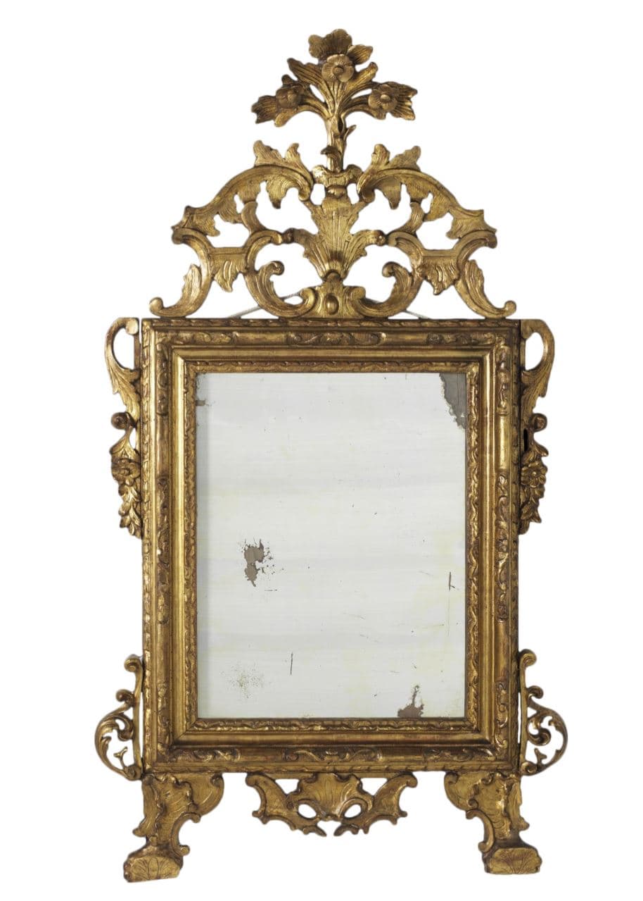 Small Venetian Mirror 18th Century, very expensive made of Gold and Silver backing. In the 15th Century a mirror like this could cost as much as a vessel