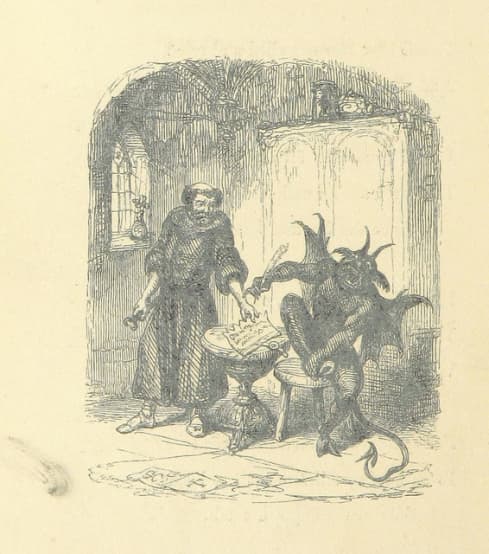 St Dunstan nails a horseshoe on the Devil's Hoof