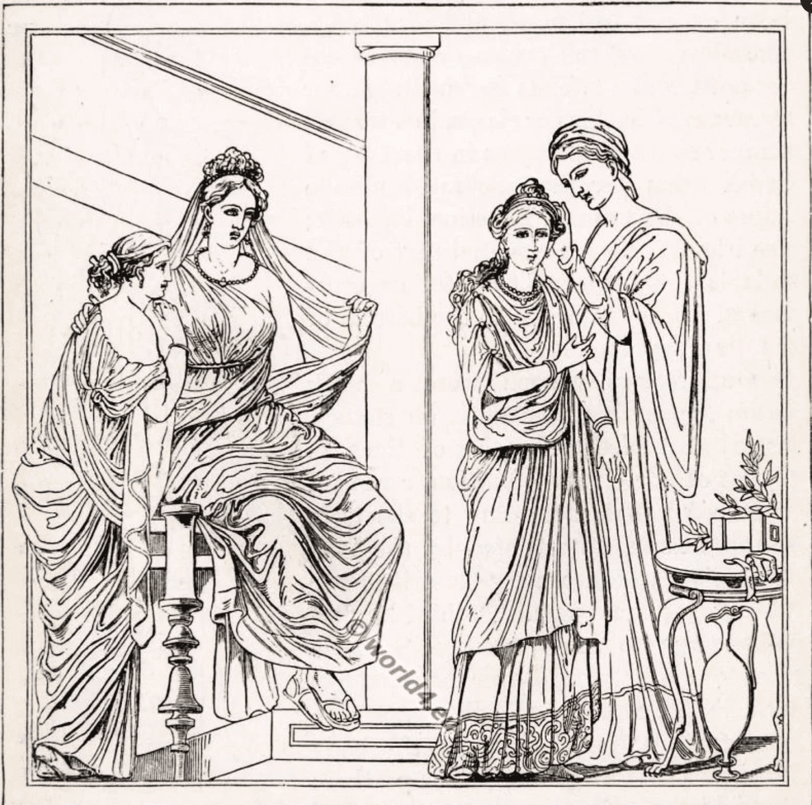 Roman women attending and adorning a bride